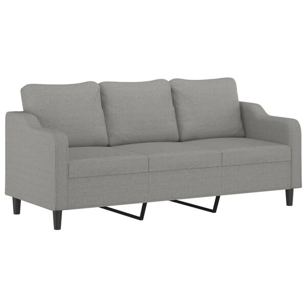 vidaXL Trivietė sofa su pakoja, &scaron;viesiai pilka, 180cm, audinys