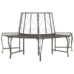vidaXL Sodo suoliukas aplink medį, 160cm, plienas, pusapvalis