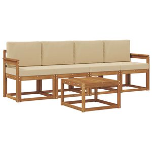 vidaXL Lauko sofos komplektas su pagalve 5 pcs Natūralus ir bežinis
