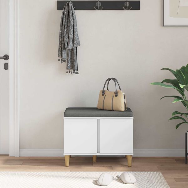 vidaXL Koridoriaus suolas su pagalve su durimis Baltas 60 x 38 x 46 cm