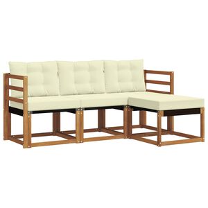 vidaXL Lauko sofos komplektas su pagalve 4 pcs Natūralus ir grietinėlė
