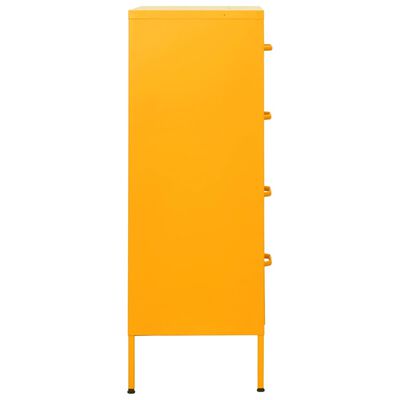 vidaXL Komoda su stalčiais, garstyčių geltona, 80x35x101,5cm, plienas