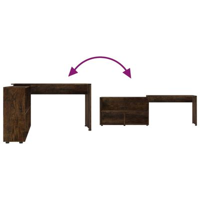 vidaXL Kampinis rašomasis stalas, dūminio ąžuolo, apdirbta mediena