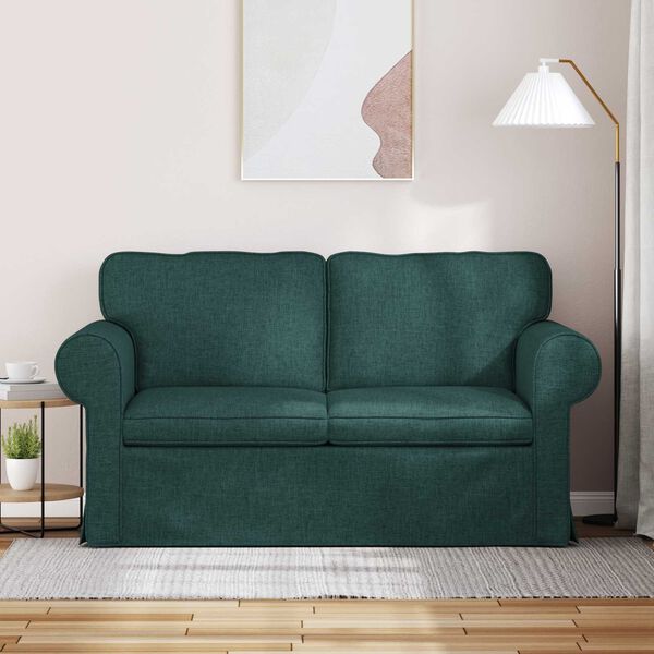 vidaXL Sofa Tamsiai žalia 215 x 82 x 80 cm audinys
