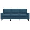 vidaXL Trivietė sofa, mėlynos spalvos, 180cm, aksomas
