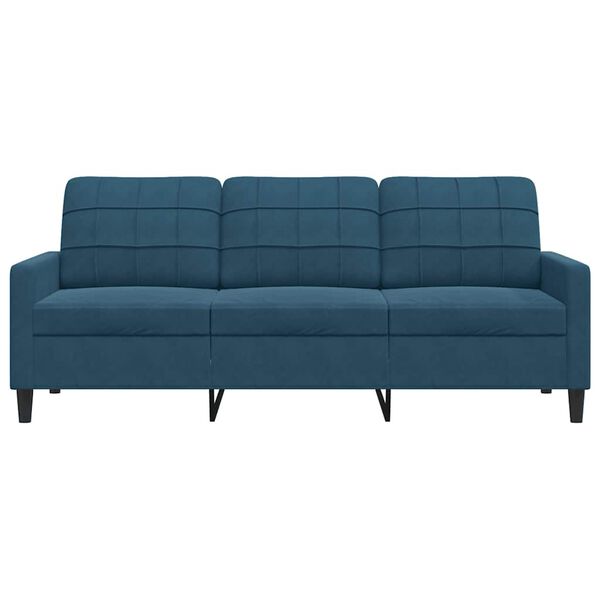 vidaXL Trivietė sofa, mėlynos spalvos, 180cm, aksomas