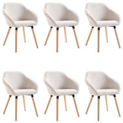 vidaXL Valgomojo kėdės, 6 vnt., kreminės spalvos, audinys (3x283461)