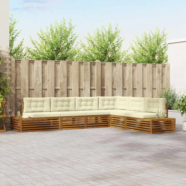 vidaXL Lauko sofos komplektas 6 Vienetas Natūralus ir grietinėlė