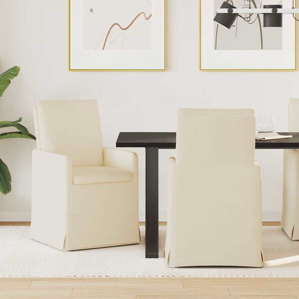 vidaXL Valgomojo kėdės 2 pcs Smėlio 57 x 67 x 98 cm Linas