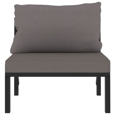 vidaXL Modulinė vidurinė sofos dalis su pagalvėle, pilka, poliratanas