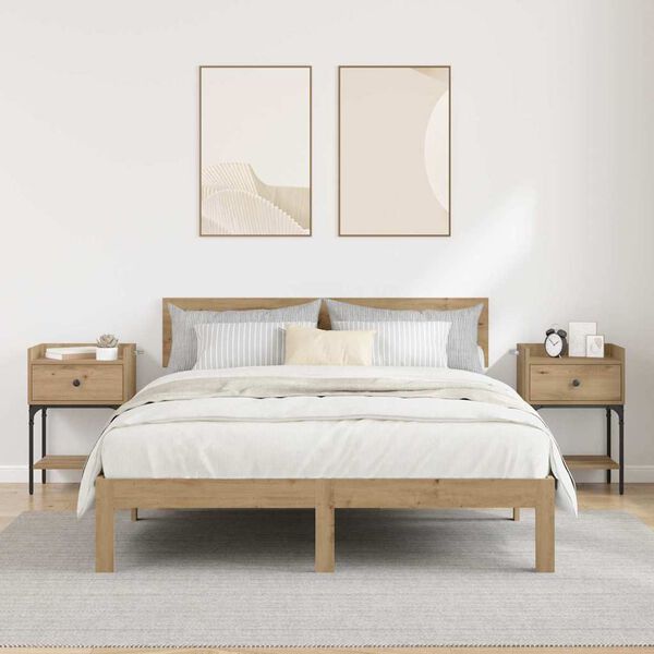 vidaXL Naktinis staliukas 2 pcs Amatininkų ąžuolas 40 x 29 x 60 cm