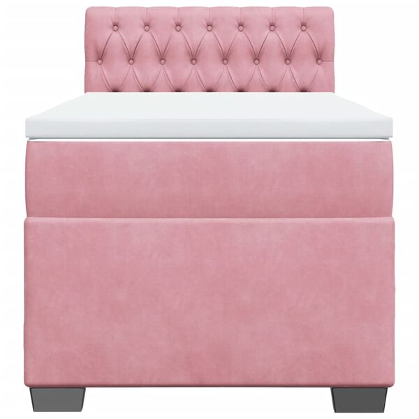 vidaXL Lova su spyruoklėmis ir čiužiniu, rožinė, 100x200 cm, aksomas