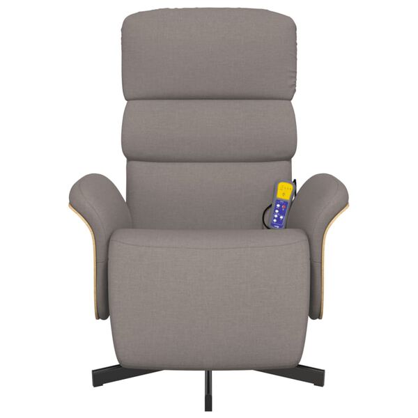 vidaXL Atlo&scaron;iama masažinė kėdė su pakoja, taupe spalvos, audinys