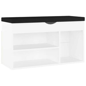 vidaXL Batų suoliukas su pagalvėle, baltas, 80x30x47cm, mediena