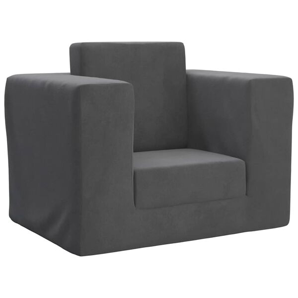 vidaXL Vaikiška sofa-lova, antracito spalvos, minkštas pliušas