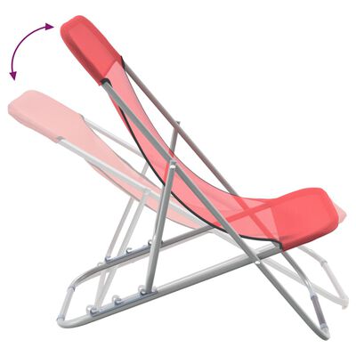 vidaXL Paplūdimio kėdės, 2vnt., raudonos, tekstilenas ir plienas