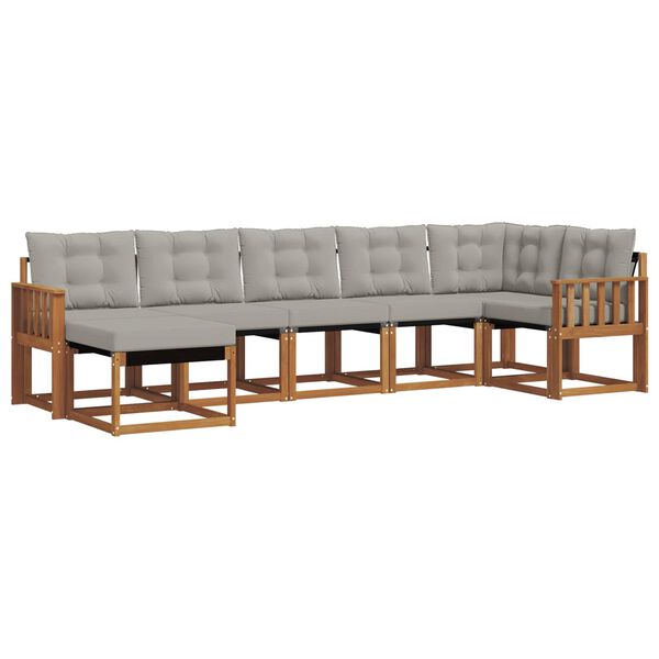 vidaXL Lauko sofos komplektas 7 pcs Natūrali ir &scaron;viesiai pilka