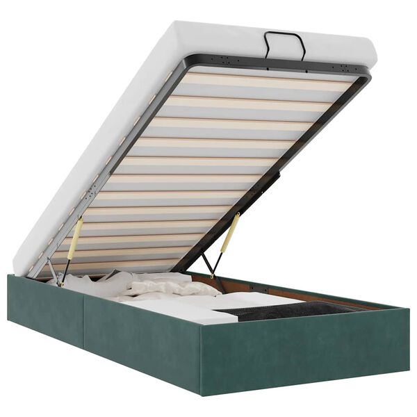 vidaXL Osmanų lovos rėmas be čiužinio, žalias, 90x200 cm, aksomas