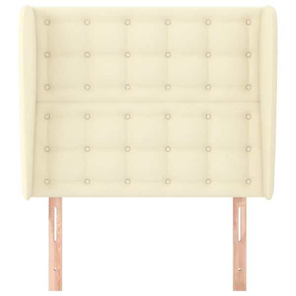 vidaXL Galvūgalis su auselėmis, kreminis, 93x23x118/128cm, netikra oda