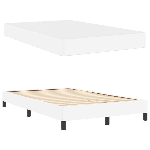 vidaXL Lovos rėmas su čiužiniu &Scaron;vari balta 120 x 190 cm audinys