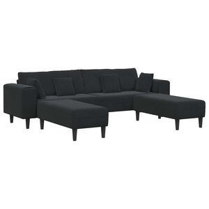 vidaXL Sofa su pagalve 3 pcs Juoda Aksomas