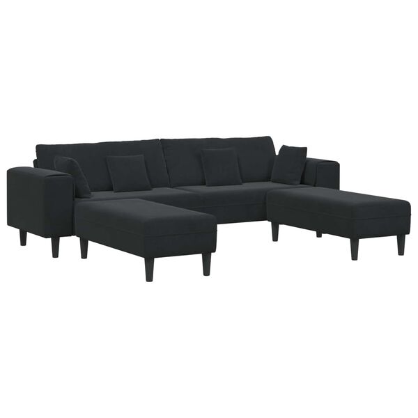 vidaXL Sofa 3 pcs Juoda 250 x 188 x 76 cm Aksomas