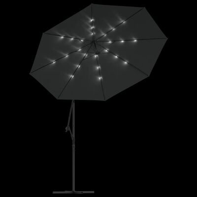 vidaXL Gemb. form. skėt. su LED lem. ir plien. stul., antr. sp., 300cm