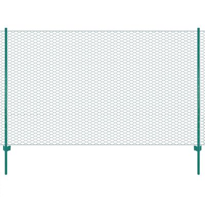 vidaXL Tinklinė tvora iš vielos su stulpais, žalios sp., 25x2 m
