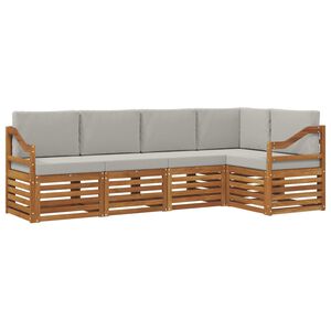 vidaXL Sekcijos sofų komplektas 5 pcs Natūrali ir &scaron;viesiai pilka