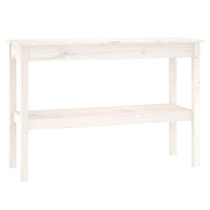 vidaXL Konsolinis staliukas, baltas, 110x40x75cm, pu&scaron;ies masyvas
