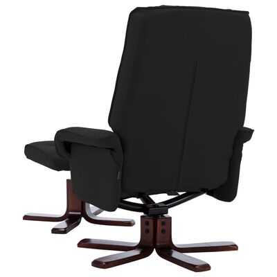 vidaXL Atlošiamas krėslas su pakoja, juodos spalvos, dirbtinė oda