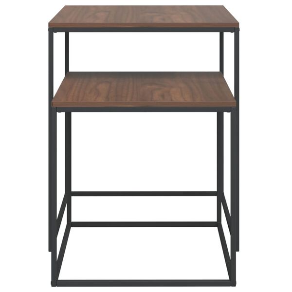 vidaXL Kavos staliukų komplektas, 2vnt., apdirbta mediena ir metalas