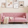 vidaXL Dvivietė chesterfield sofa su pagalvėlėmis, rožinė, aksomas