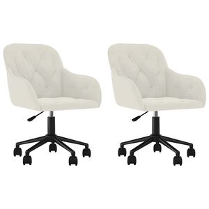 vidaXL Pasukamos valgomojo kėdės, 2vnt., kreminės spalvos, aksomas