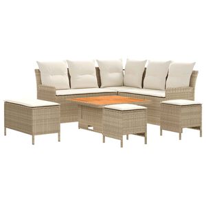 vidaXL Baldų komplektai su pagalve 7 pcs Bežinė ir kreminė PE ratanas