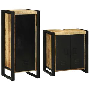 vidaXL Vonios baldų rinkinys su lentyna 2 pcs Ruda Kietas mango medis