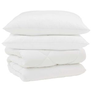 vidaXL Žiemos antklodė su pagalve 3 pcs Balta Mikropluo&scaron;tas