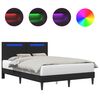 vidaXL Lovos rėmas su LED juostelėmis Juoda 140 x 190 cm Dirbtinė oda