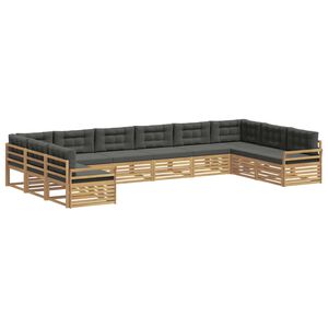 vidaXL Sofų komplektai 10 vnt. Balta ir antracito Polyester