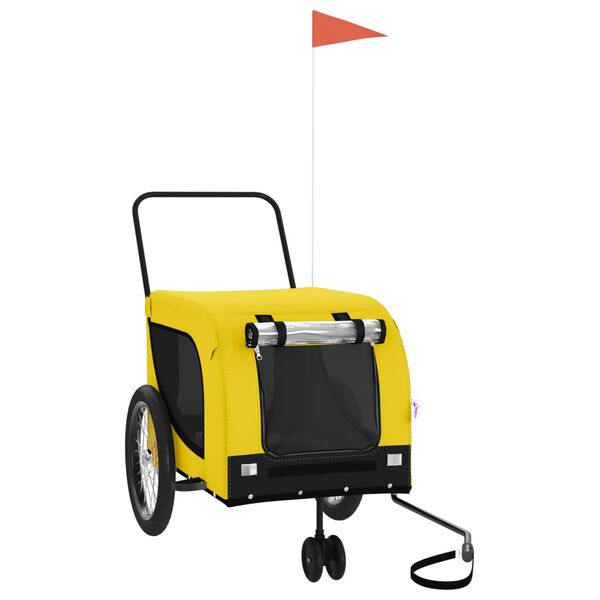 vidaXL Dviračio priekaba augintiniams, geltona/juoda, audinys/geležis