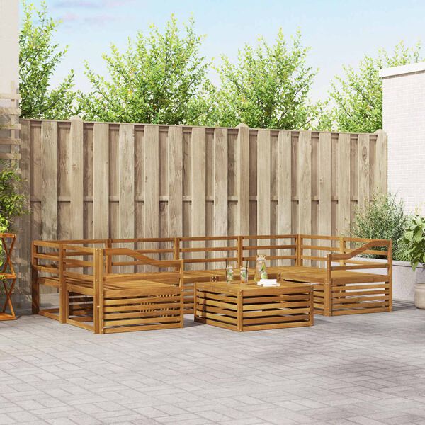 vidaXL Lauko sofos komplektas 7 pcs Natūrali Kietos akacijos mediena