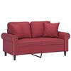 vidaXL Dvivietė sofa su pagalvėlėmis, vyno, 120cm, dirbtinė oda