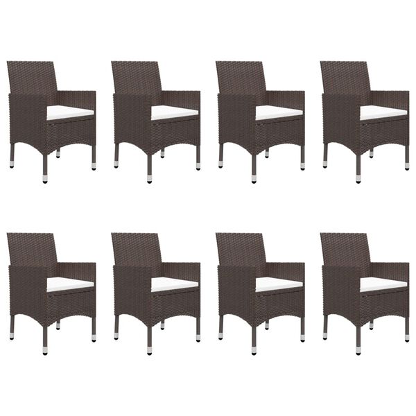 vidaXL Sodo komplektas su pagalvėlėmis, 9 dalių, rudas