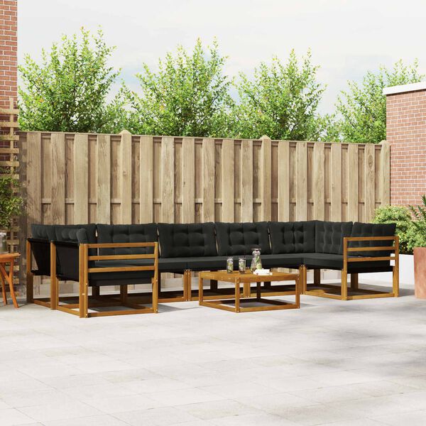 vidaXL Lauko sofos komplektas su pagalve 8 pcs Natūrali ir juoda