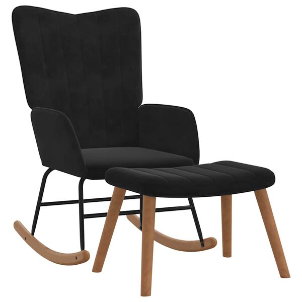 vidaXL Supama kėdė su pakoja, juodos spalvos, aksomas