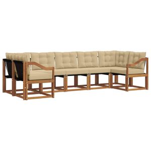 vidaXL Lauko sofos komplektas su pagalve 7 pcs Natūralus ir bežinis