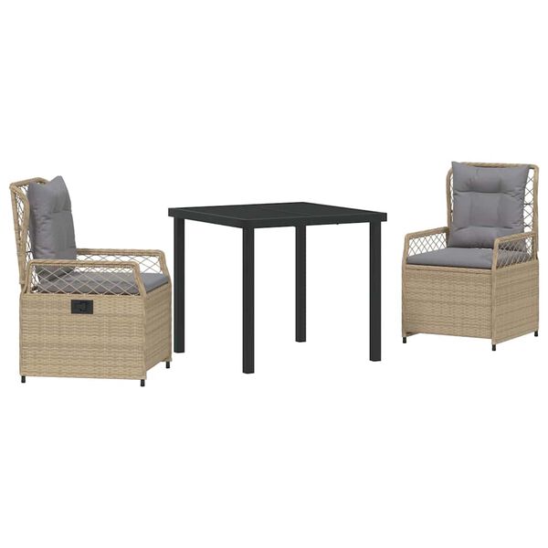 vidaXL Sodo valgomojo komplektas 3 pcs Bežinė ir &scaron;viesiai pilka