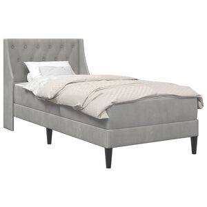 vidaXL Lovos rėmas su čiužiniu &Scaron;viesiai pilka 90 x 190 cm Aksomas
