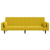 vidaXL Dvivietė sofa-lova su dvejomis pagalvėmis, geltona, aksomas