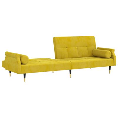 vidaXL Sofa-lova su pagalvėlėmis, geltonos spalvos, aksomas